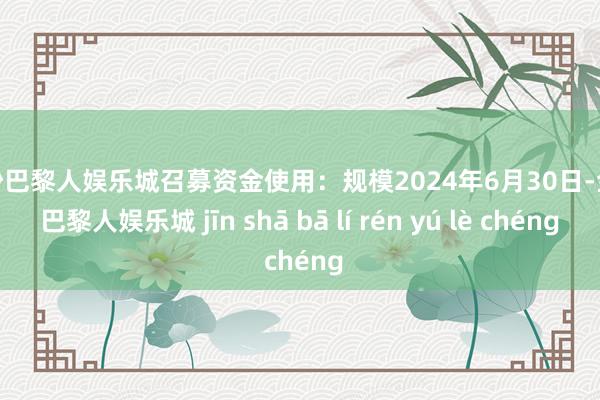 金沙巴黎人娱乐城召募资金使用：规模2024年6月30日-金沙巴黎人娱乐城 jīn shā bā lí rén yú lè chéng